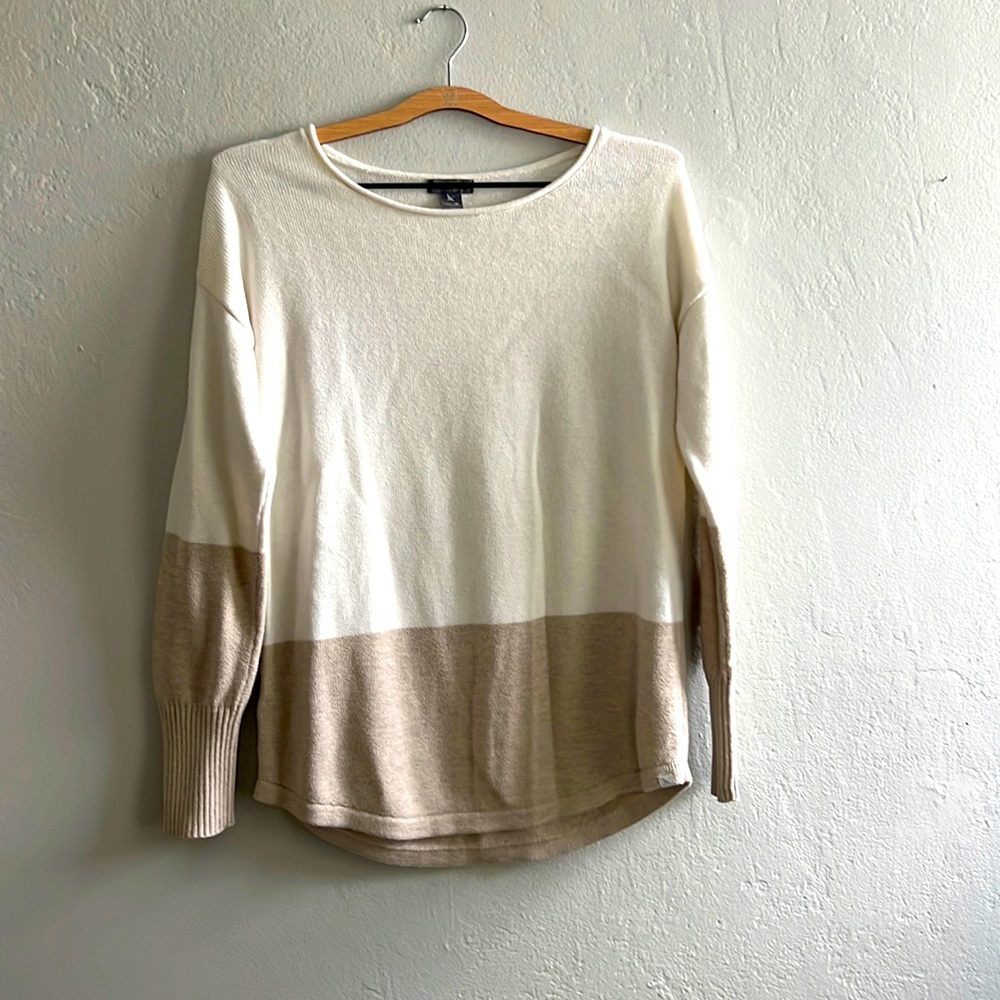 Eddie Bauer Neutral Two-Tone Sweater Top